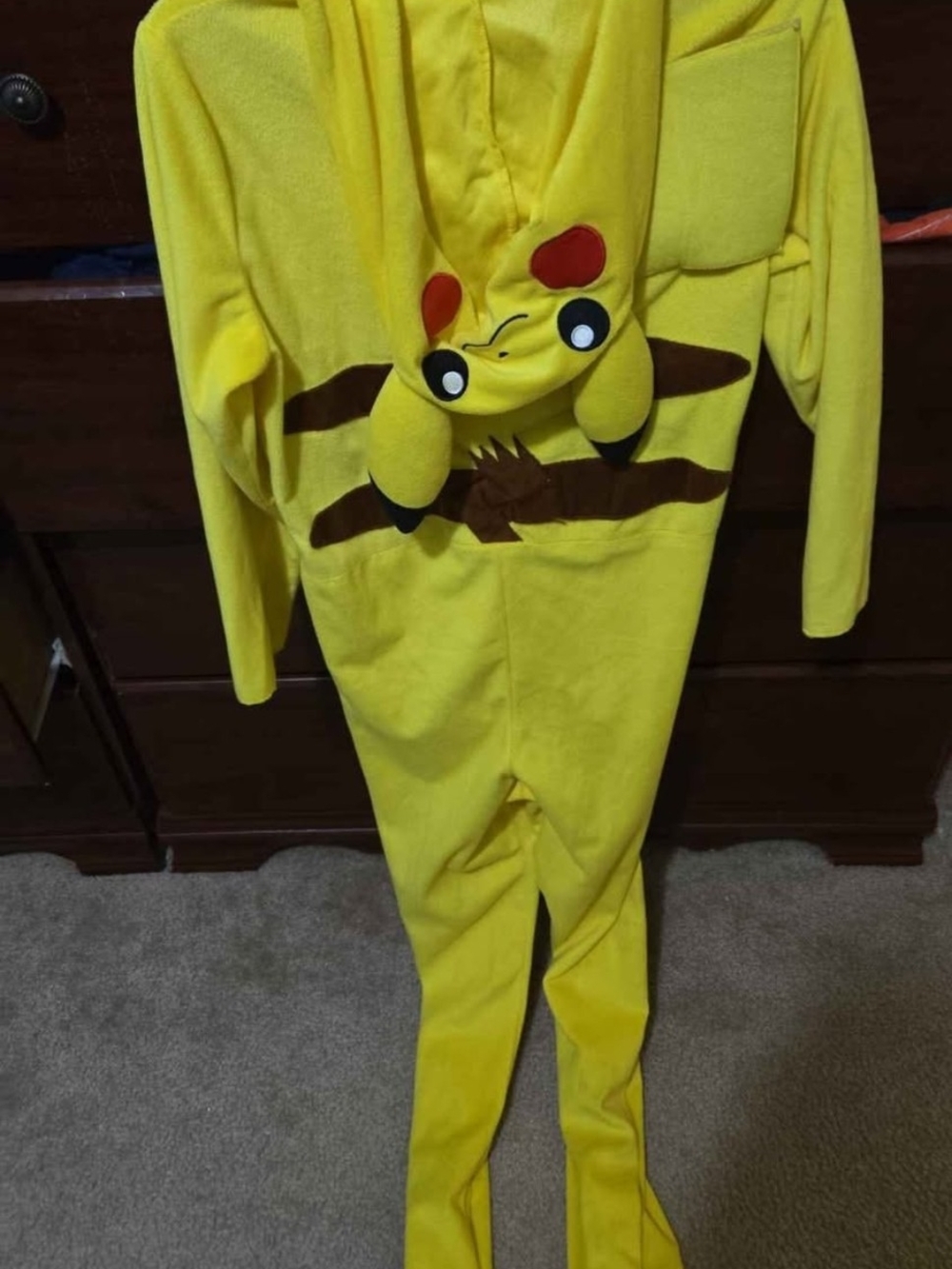 Yellow Pikachu-Inspired Kids One-Piece Hooded Costume